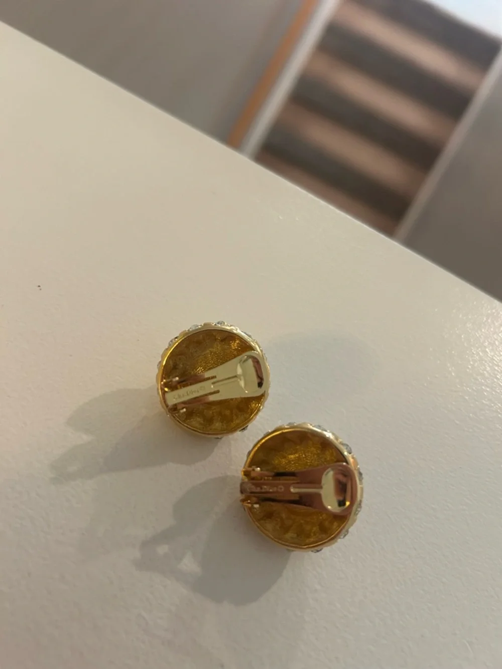 Christian Dior Vintage Clip Earrings Pearl With Rhinestones - Picture 7 of 10